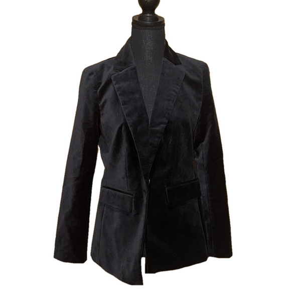 Loft NWT Black Velvet Modern Tailored Layer Blazer Size 8 Petite Women’s - Picture 1 of 9